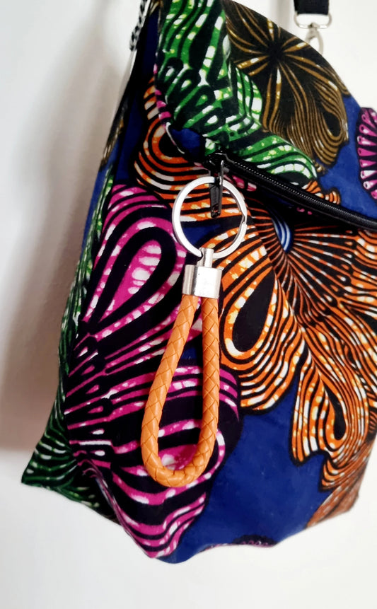 African fabric, crossbody, fold over messenger bag