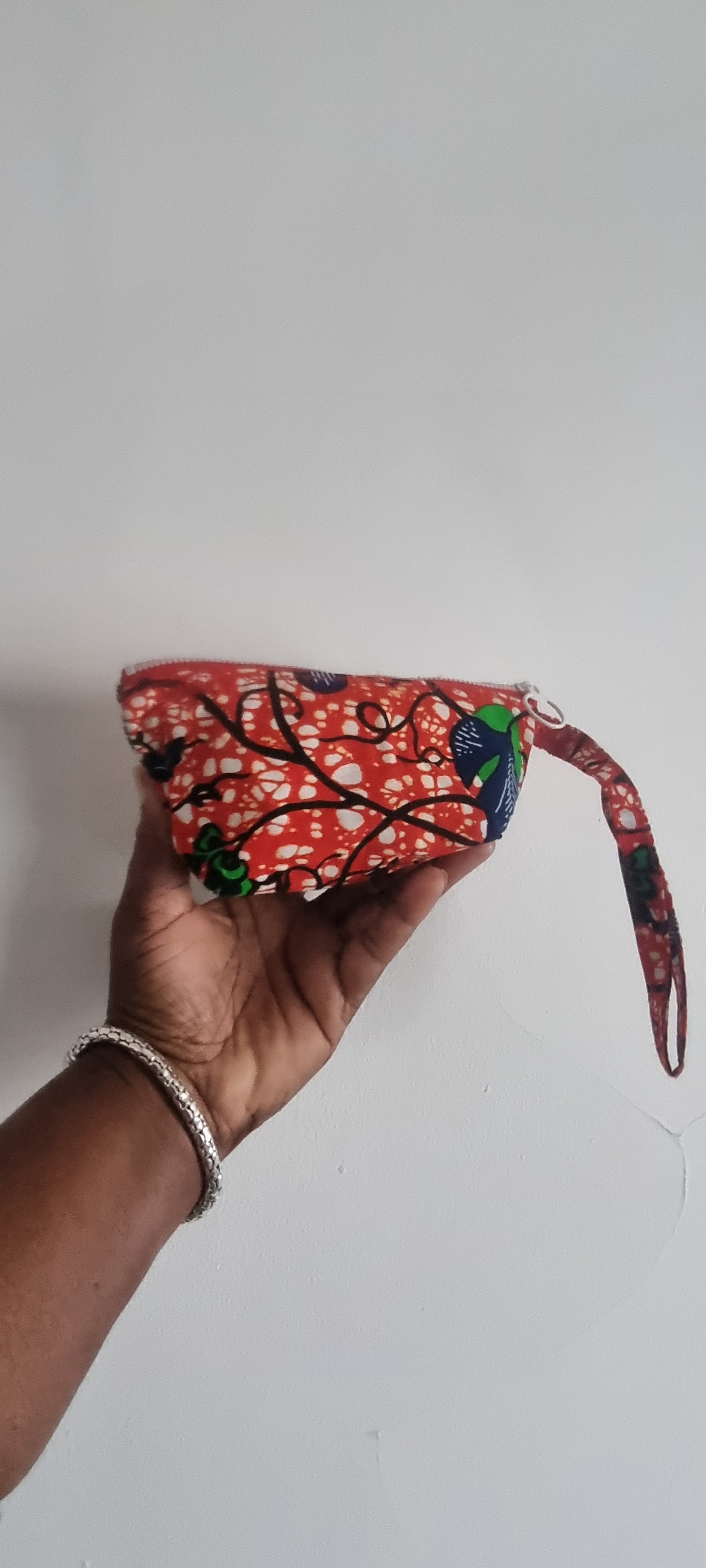 Botanic Cotton Print Zipped Pouch with Wrist/Carry Loop