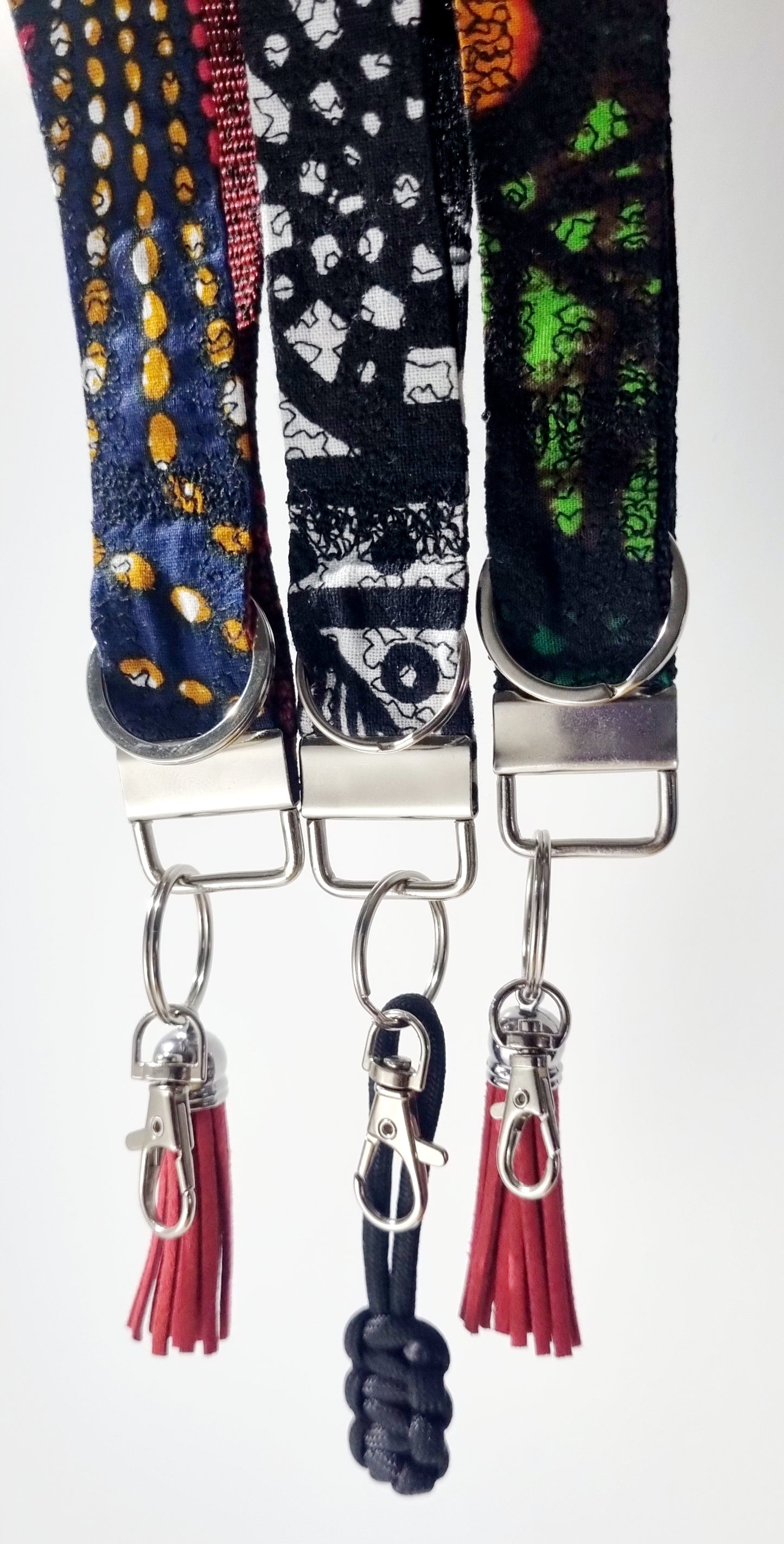 3 African cotton fabric Key fobs charms