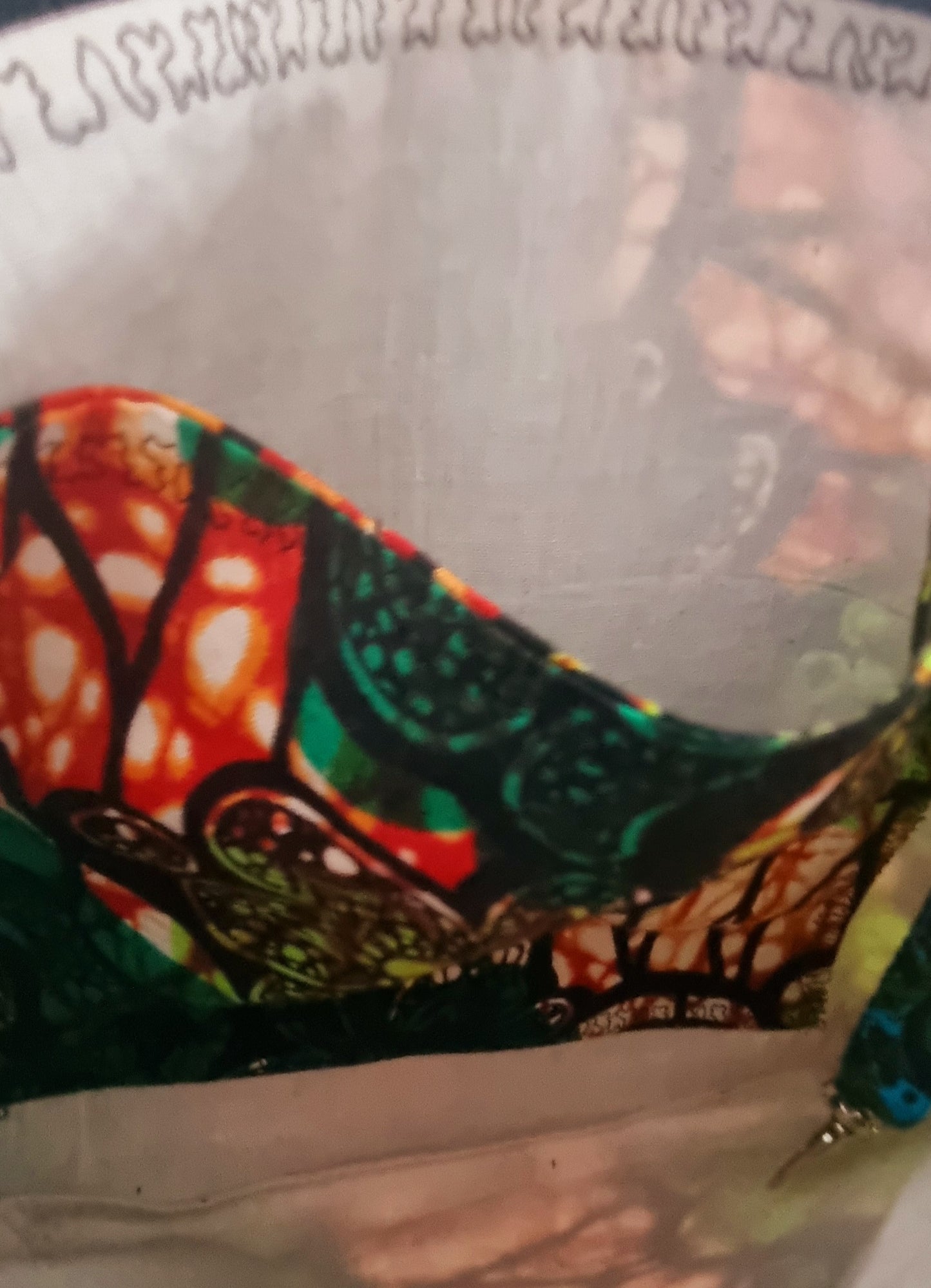 African Fabric, Lime & Green Flowers, Zipped Pouch with Carry Strap