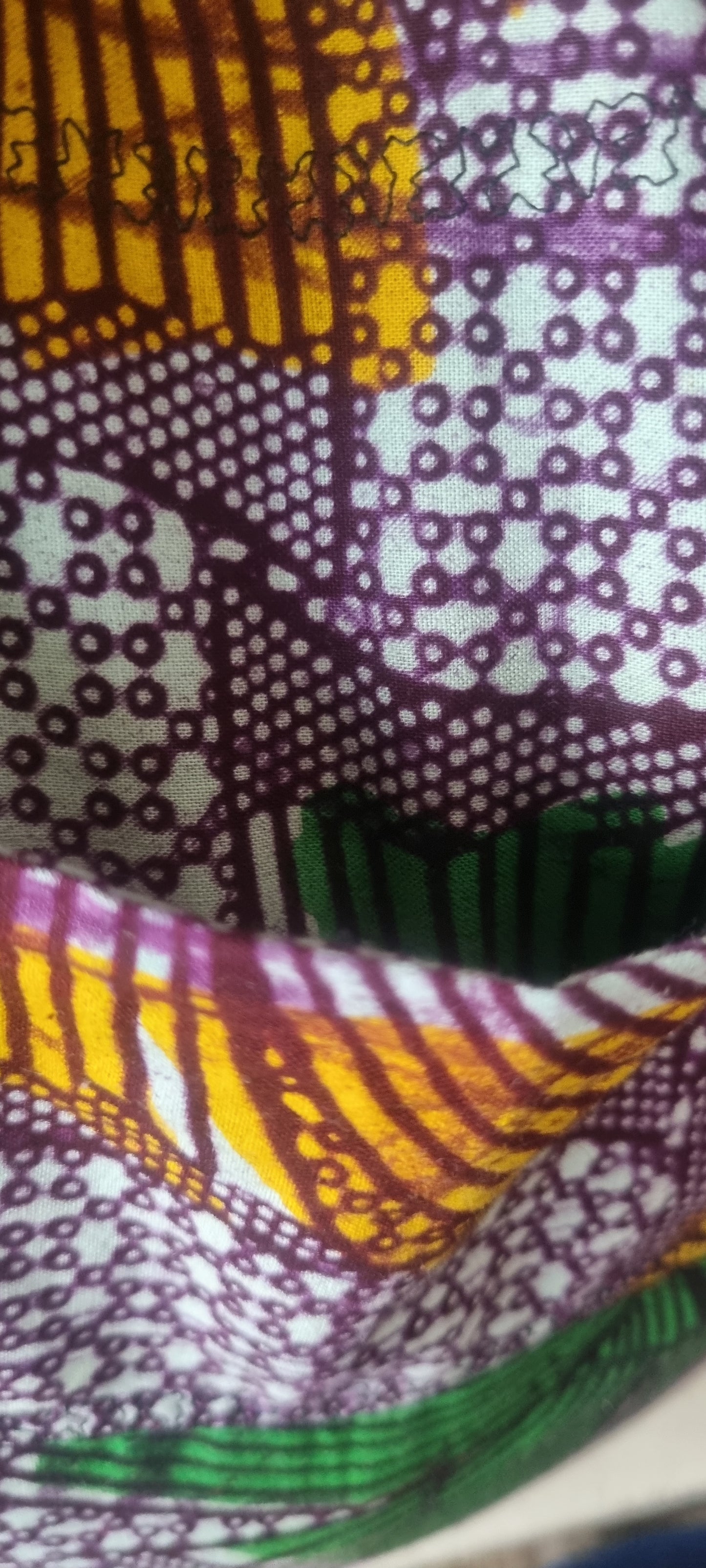 Handmade. African Print, Cotton Fabric, Fans and Dots, Reusable Market Bag