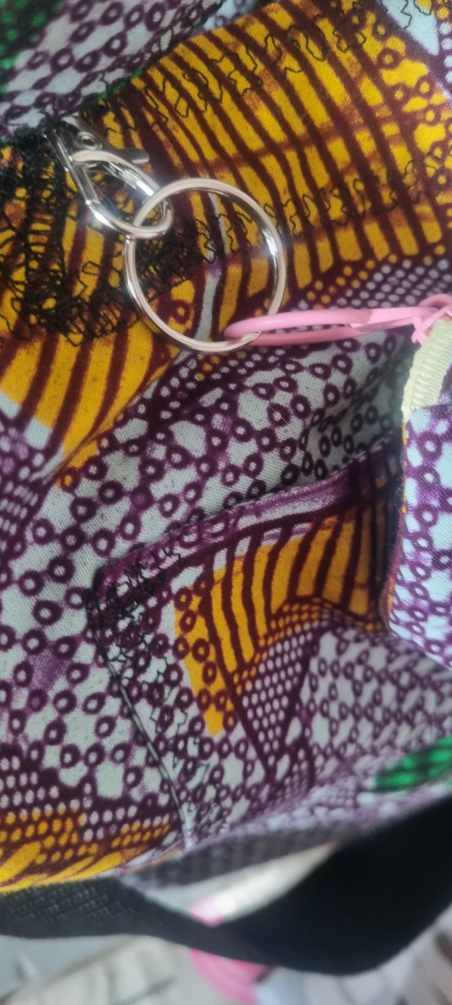 Handmade. African Print, Cotton Fabric, Fans and Dots, Reusable Market Bag