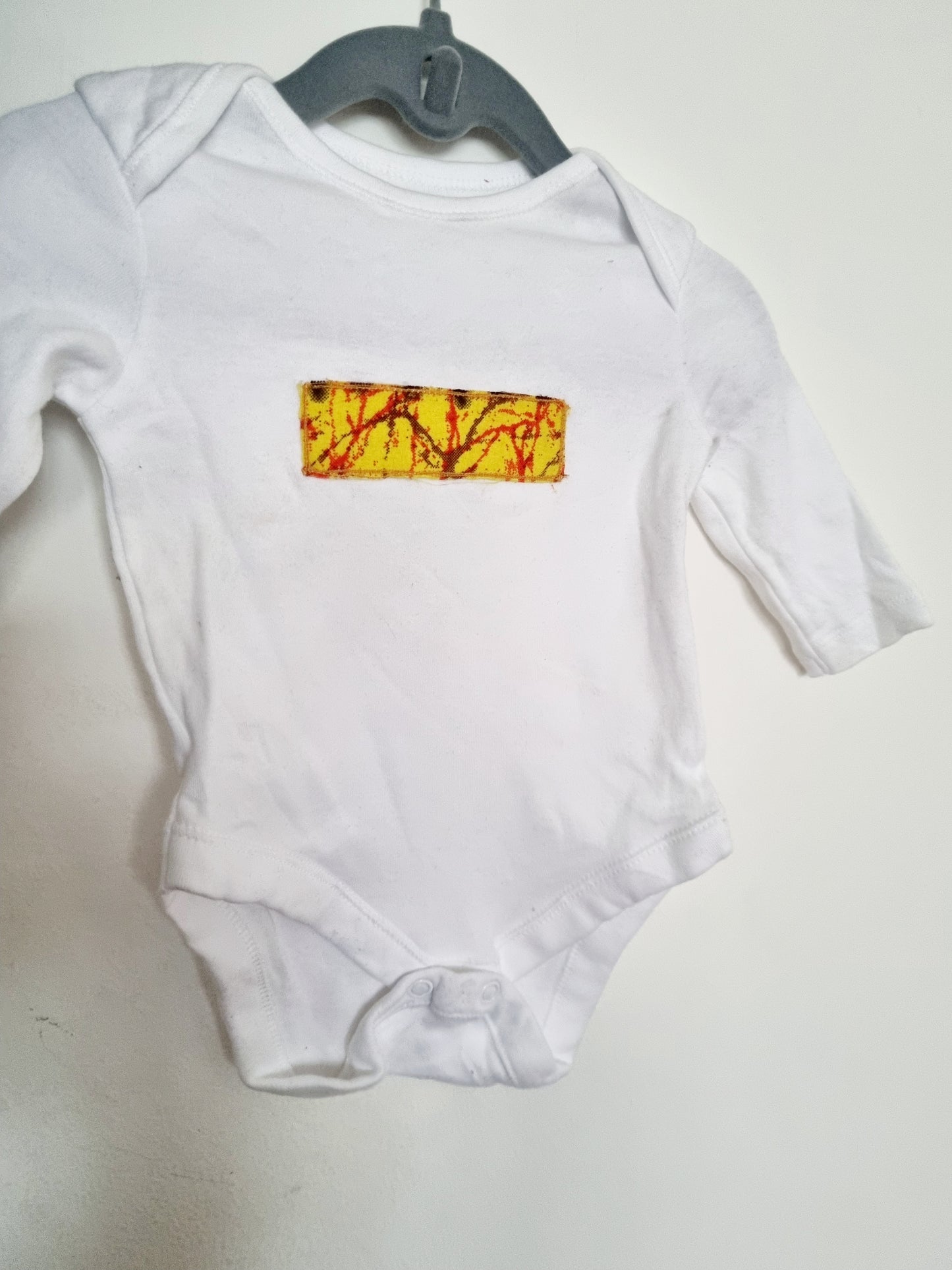 Organic Cotton, African Fabric, Applique, Long Sleeve, Baby Onsie