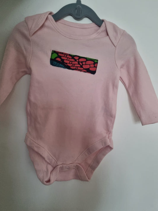 Organic Cotton, African Fabric, Applique, Long Sleeve, Baby Onsie