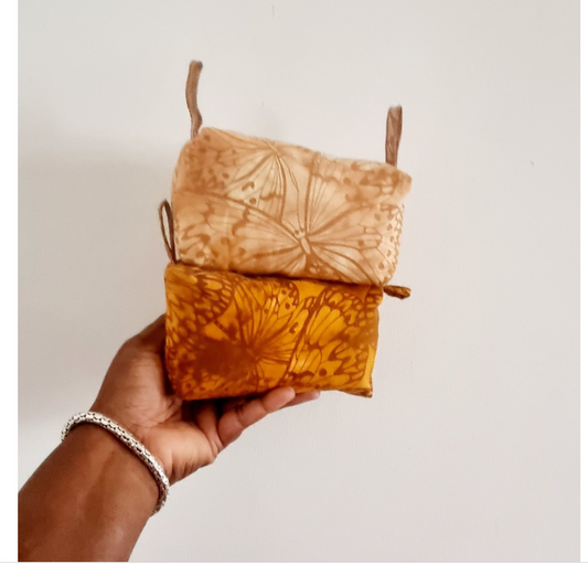 Batik Butterflies Boxed Storage Pouch - Cotton Lined - Versatile and Vibrant
